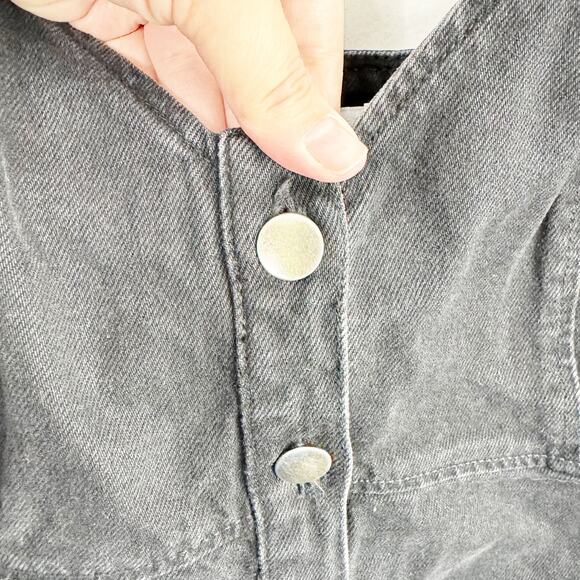 TOPSHOP Black Button Front Denim Jean Dress Cottage Boho 100% Cotton NEW 12 - Picture 5 of 11